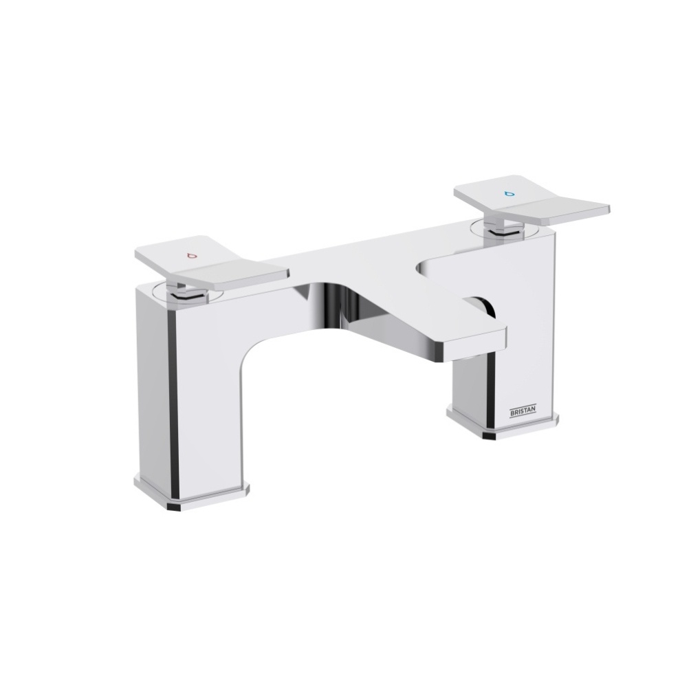 Product cut out image of the Bristan Tangram Chrome Deck Mounted Bath Filler